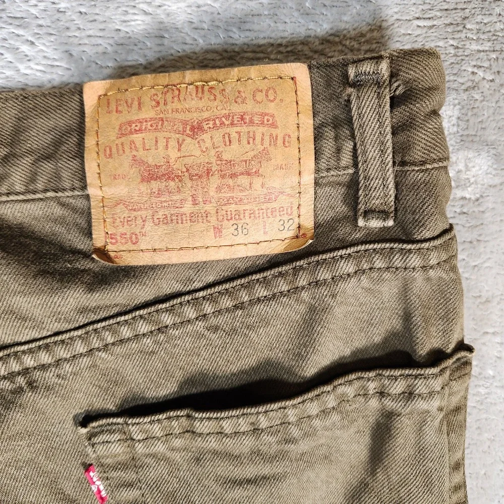Vintage Levi's 550 Jeans 36x32 Forrest Green 80s 90s‎ Made In USA Cotton 2002